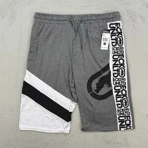 Ecko Unltd Shorts Mens Medium Gray Graphic Logo Rhino Streetwear Y2K Hip Hop